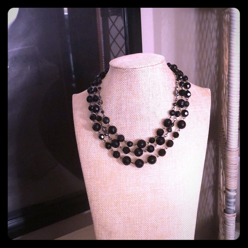 White House Black Market 3 Strand Black Necklace